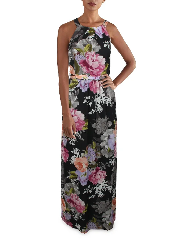 Minimalist Party Dress for Understated Elegance -Womens Belted Maxi Evening Dress