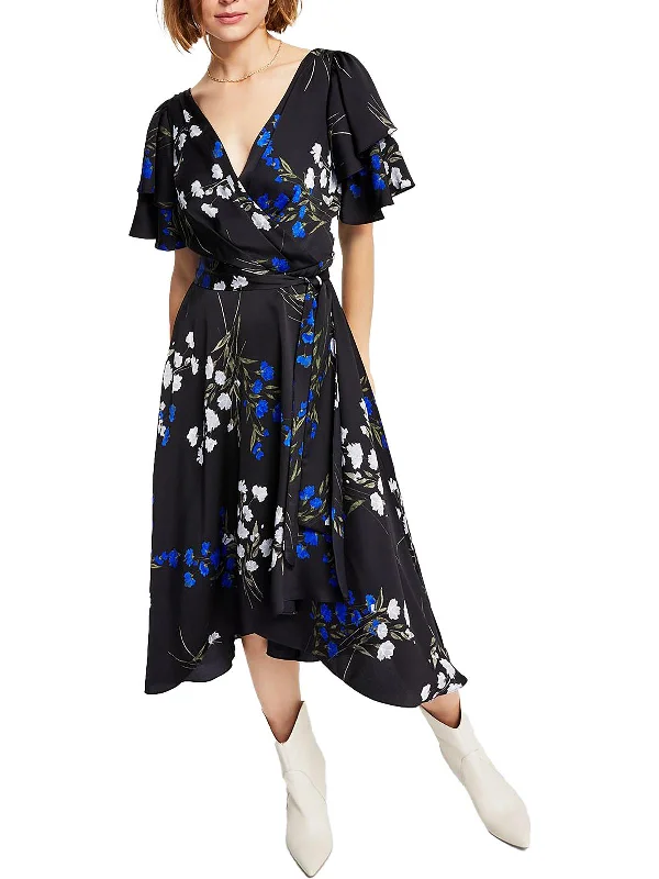 Wrap Dress with Wide Sleeves -Women's Casual Wrap Dress for Spring -Womens Belted Midi Wrap Dress Wrap Dress with Wide Sleeves -Women's Casual Wrap Dress for Spring -Womens Belted Midi Wrap Dress