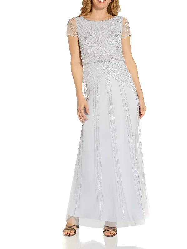 Two-Tone Party Dress for Stylish Appeal -Womens Blouson Maxi Evening Dress