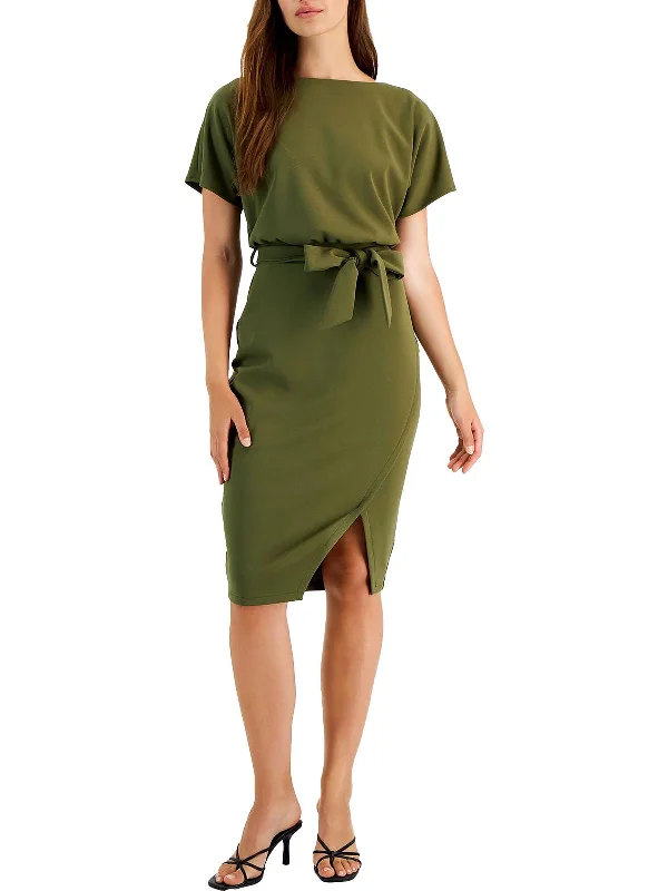 Fit and Flare Wrap Dress -Wrap Dress for Party -Womens Blouson Split Wrap Dress
