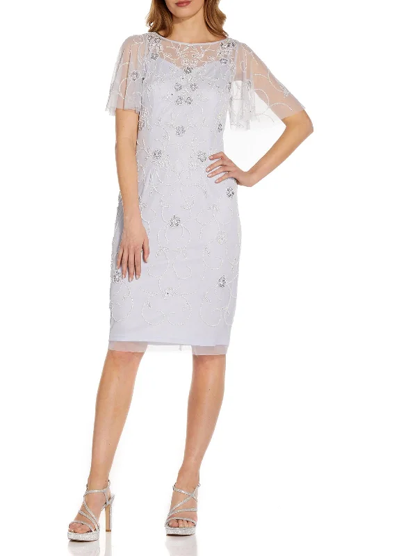Dressy Party Dress for Christmas Celebration -Womens Burnout Midi Cocktail and Party Dress