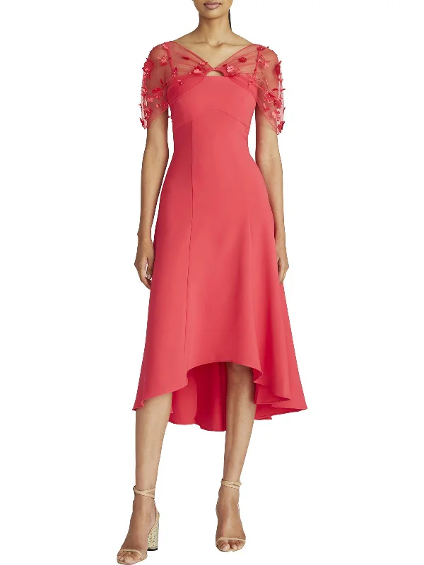 Elegant Satin Party Dress for Formal Event -Womens Cap Sleeve Midi Cocktail and Party Dress