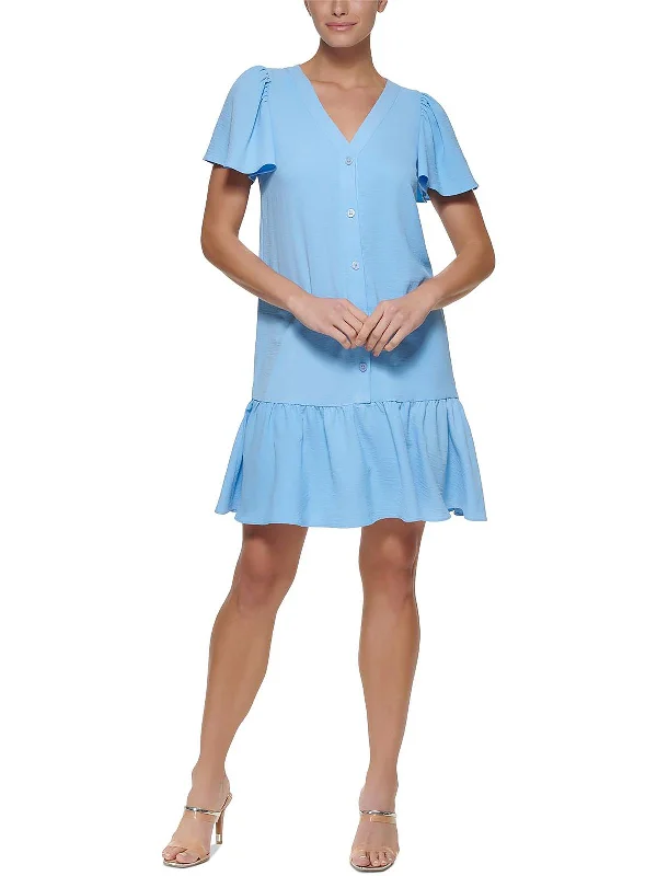 Simple Chic Shirt Dress-Womens Casual Mini Shirtdress