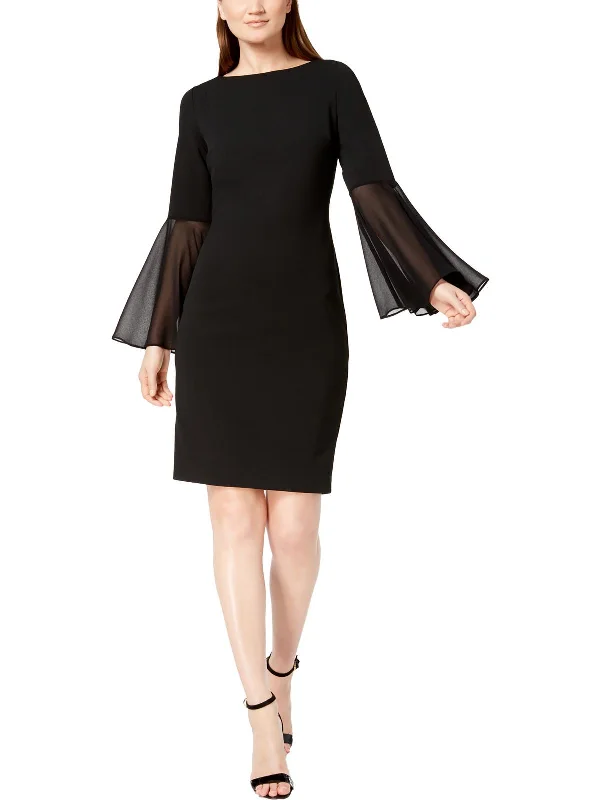 Strapless Sequin Party Dress for Glamorous Evening -Womens Chiffon Bell Sleeve Cocktail Dress
