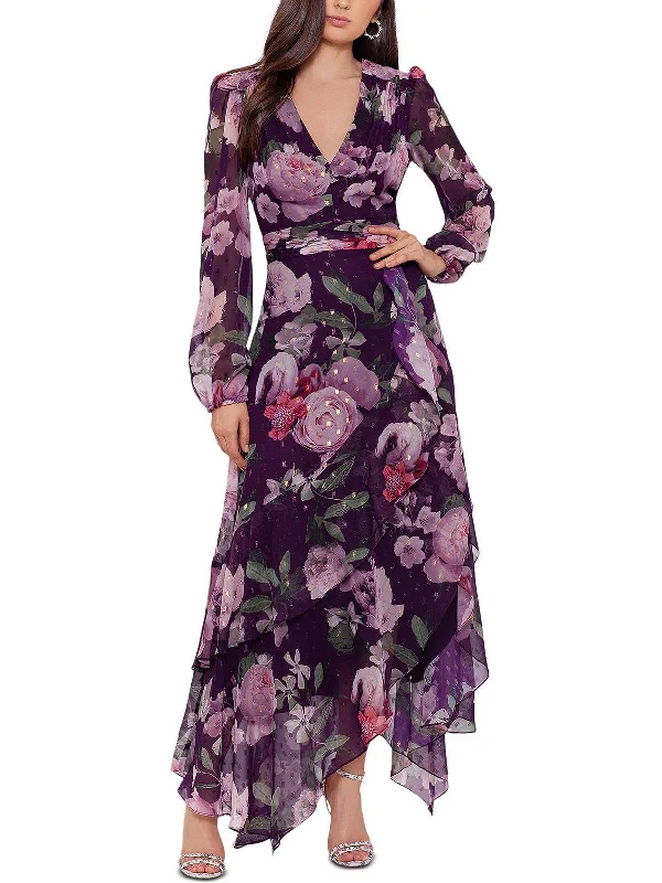 Women's Strappy Halter Maxi Dress-Womens Chiffon Floral Maxi Dress