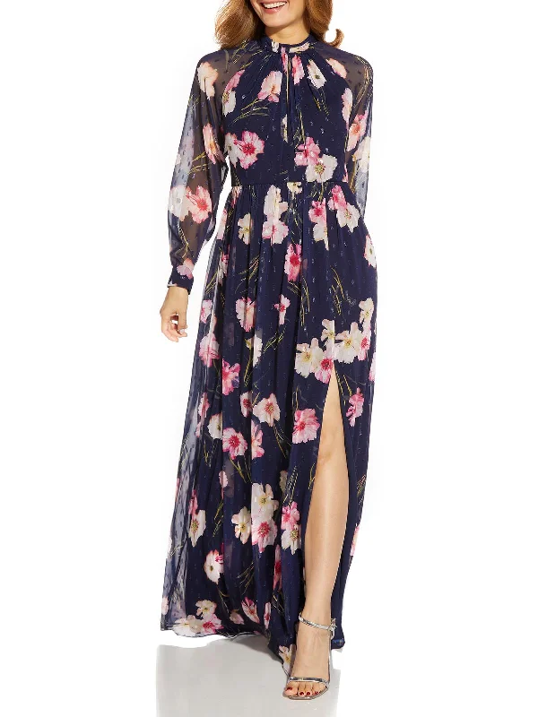 Satin Wrap Party Dress for Luxe Vibe -Womens Chiffon Maxi Evening Dress