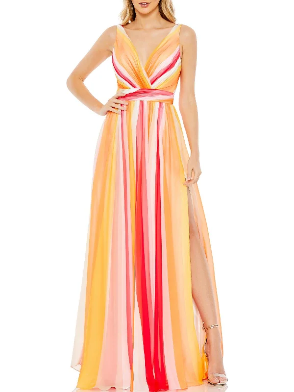 Yellow Sequin Party Dress for Festive Vibe -Womens Chiffon Maxi Evening Dress