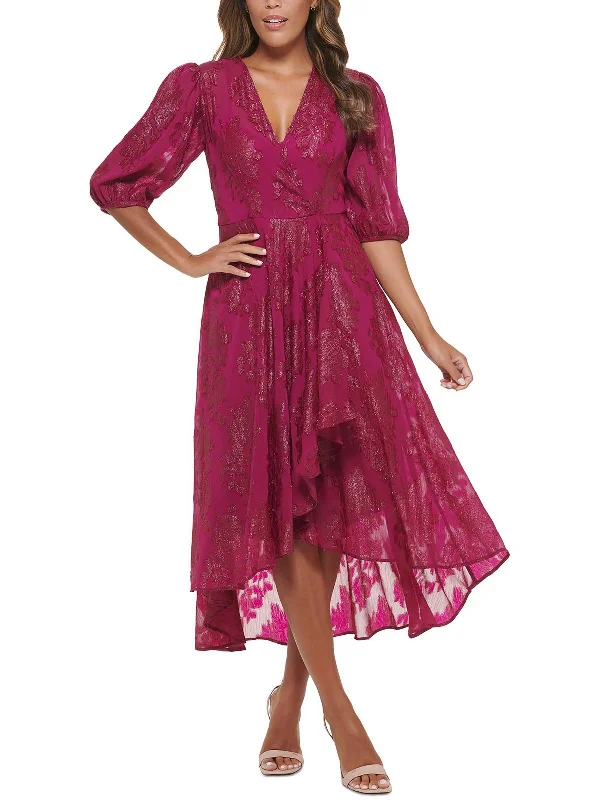 Elegant Black Party Dress for Cocktail Hour -Womens Chiffon Midi Cocktail and Party Dress