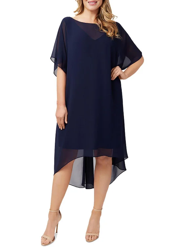 Bold Purple Party Dress for Luxe Look -Womens Chiffon Overlay Cocktail Dress