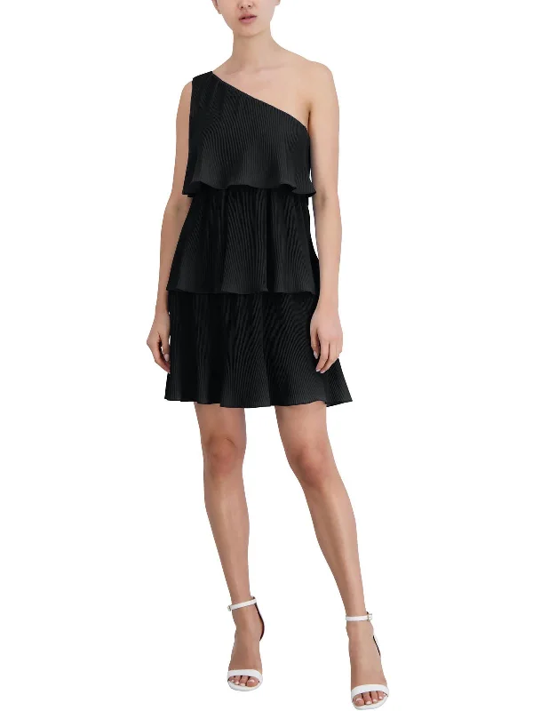 Elegant Pleated Party Dress for Weddings -Womens Chiffon Pleated Cocktail And Party Dress