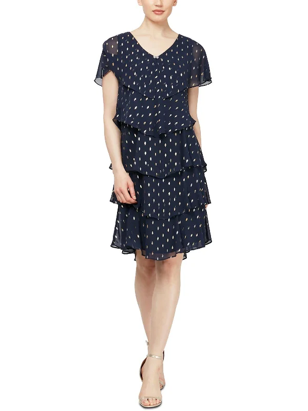 Long Sequin Party Dress for Gala -Womens Chiffon Polka Dot Cocktail and Party Dress