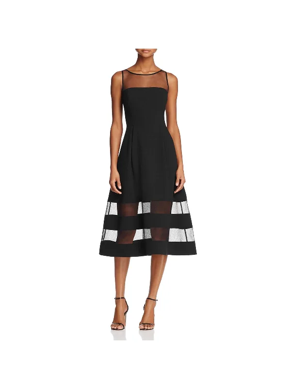 Green Satin Party Dress for Holiday Party -Womens Crepe Mesh Cocktail Dress