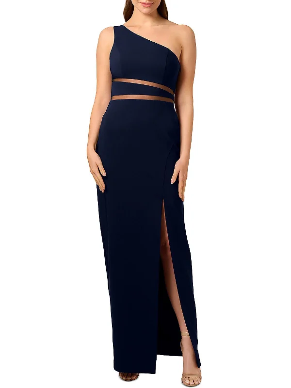 Structured Bodice Party Dress for Timeless Appeal -Womens Crepe Side Slit Evening Dress Structured Bodice Party Dress for Timeless Appeal -Womens Crepe Side Slit Evening Dress