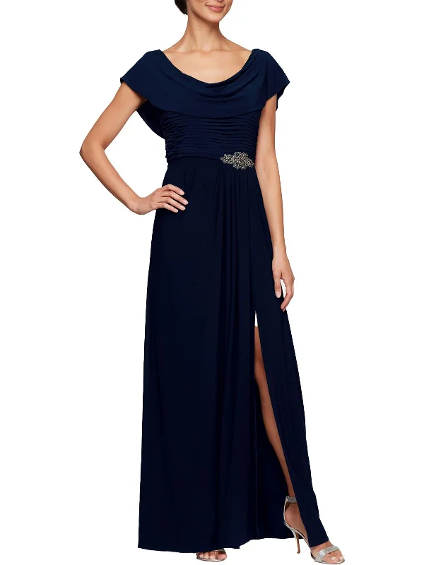 High-Low Hem Party Dress for Unique Style -Womens Crowlneck Embellished Evening Dress High-Low Hem Party Dress for Unique Style -Womens Crowlneck Embellished Evening Dress