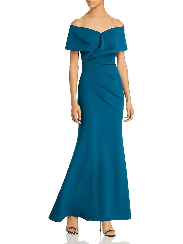Simple Red Party Dress for Bold Statement -Womens Cuff Wrap Off-The-Shoulder Evening Dress