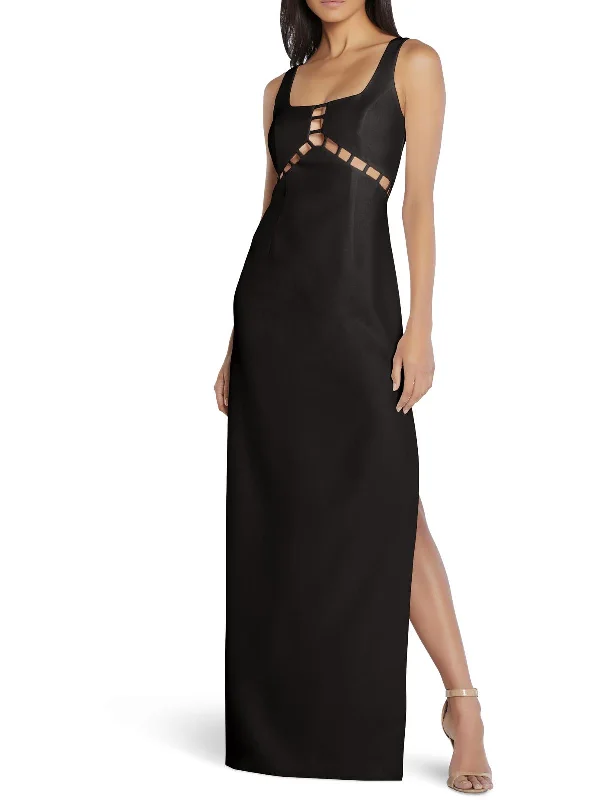 Tuxedo Party Dress for Formal Dinner -Womens Cut-Out Maxi Evening Dress