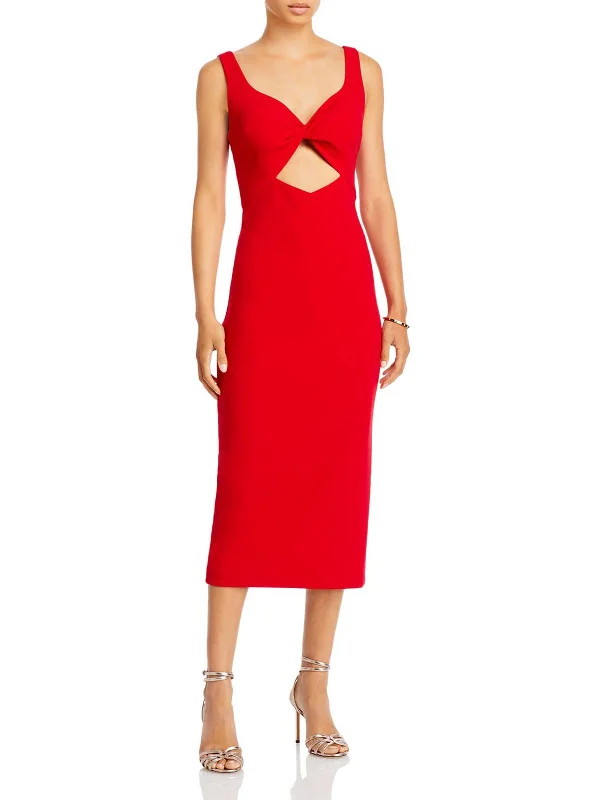 Trendy Yellow Party Dress for Summer Nights -Womens Cutout Midi Cocktail and Party Dress