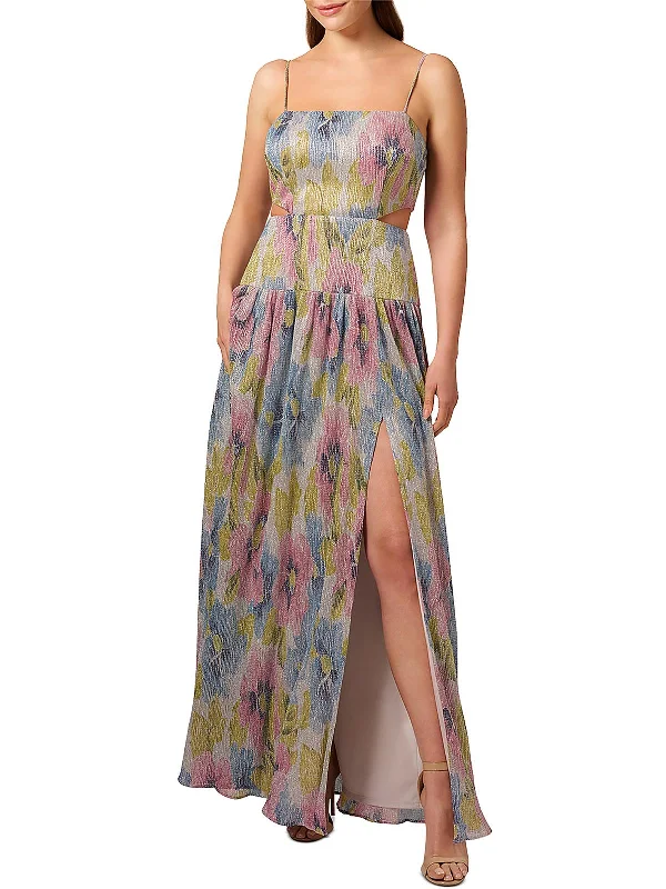 Midi Sequin Party Dress for Dazzling Night -Womens Cutout Ribbed Evening Dress