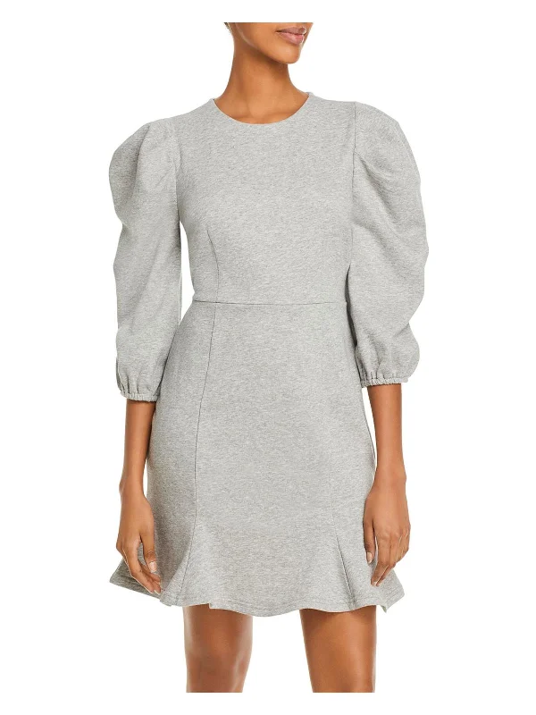 Woolen Plaid Shirt Dress-Womens Daytime Mini Sweatshirt Dress