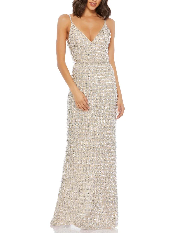 Minimalist Shift Party Dress for Modern Style -Womens Embellished Beaded Evening Dress