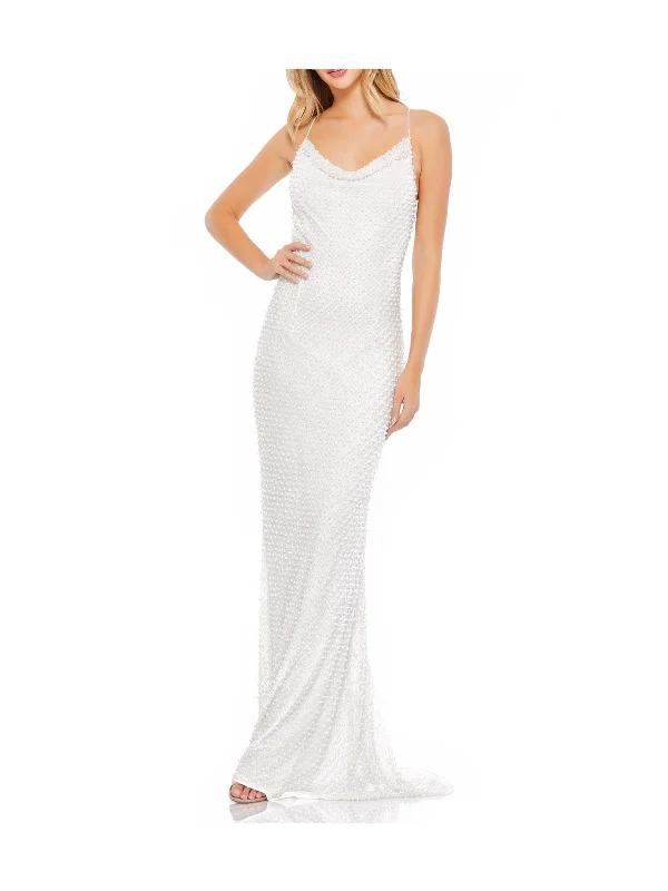 Feather Detail Party Dress for Luxe Glam -Womens Embellished Lace-Up Evening Dress