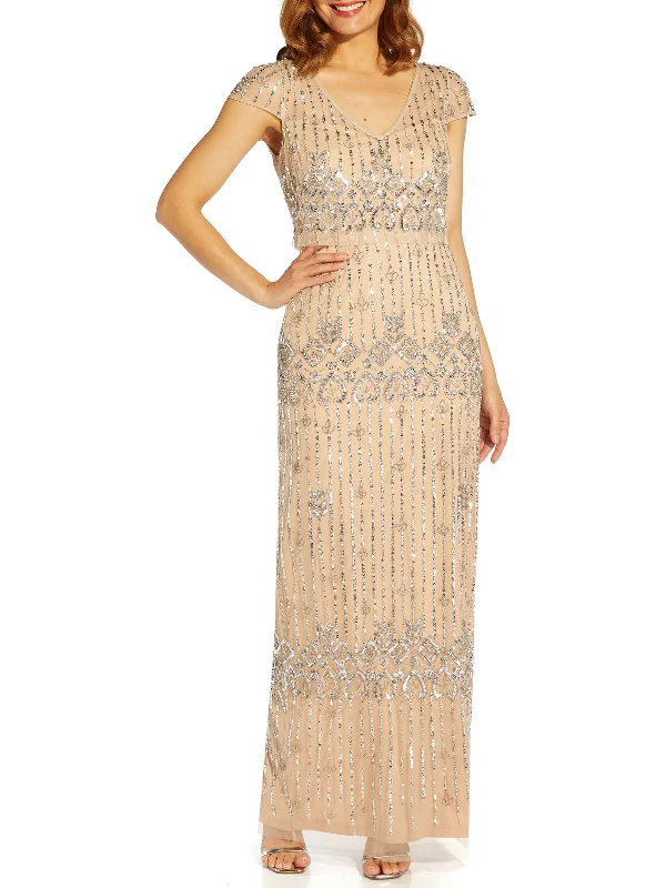 Layered Tulle Party Dress for Girly Style -Womens Embellished Maxi Evening Dress