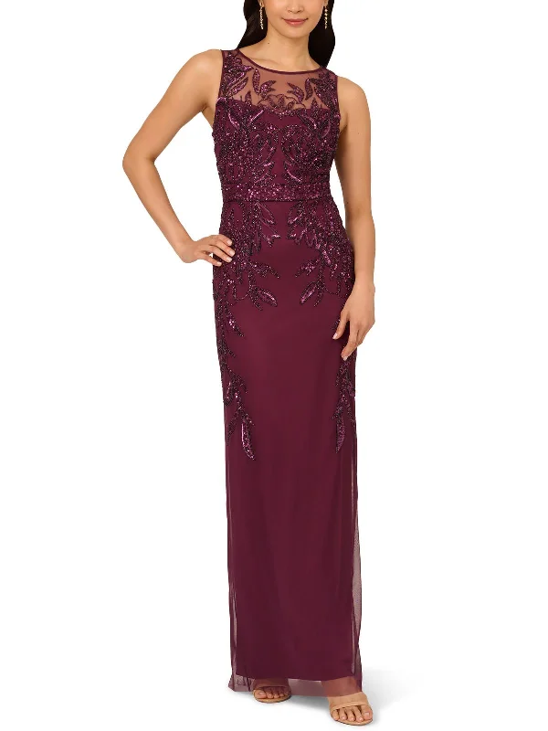 Plunging Neckline Party Dress for Bold Glam -Womens Embellished Maxi Evening Dress