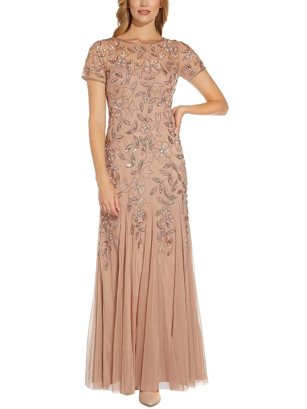 V-neck Sequin Party Dress for Glamorous Night -Womens Embellished Maxi Evening Dress