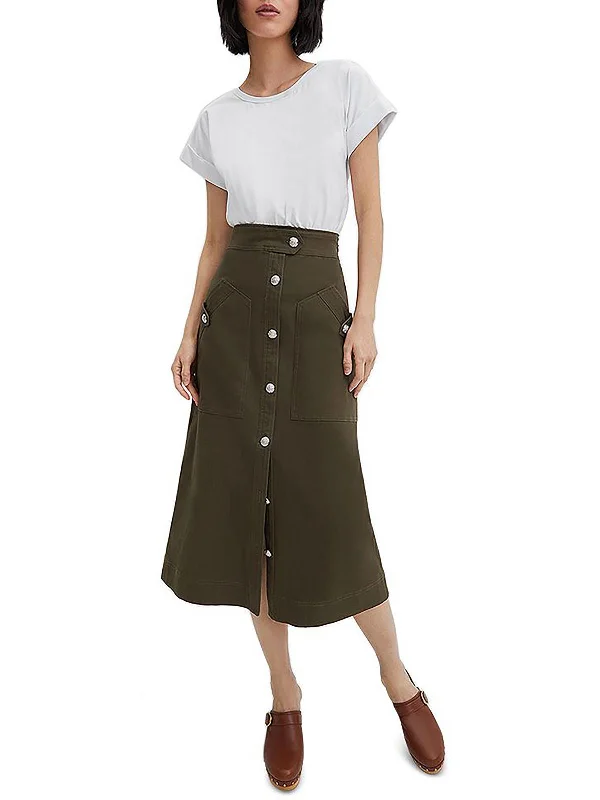 White Button-down Shirt Dress-Womens Embellished Mid Calf Shirtdress