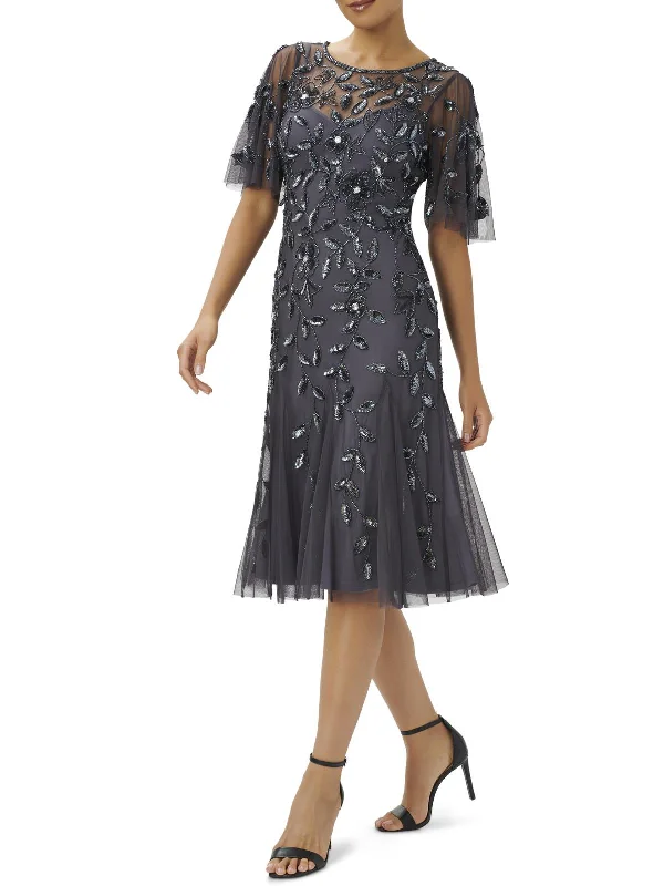 Midi Party Dress for Evening Event -Womens Embellished Midi Cocktail and Party Dress