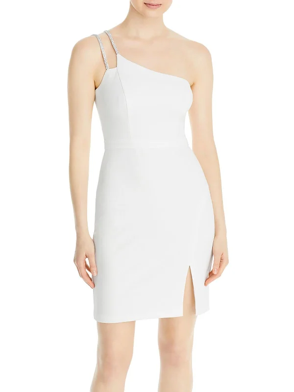 Off-shoulder Bodycon Party Dress for Night Events -Womens Embellished One Shoulder Cocktail and Party Dress