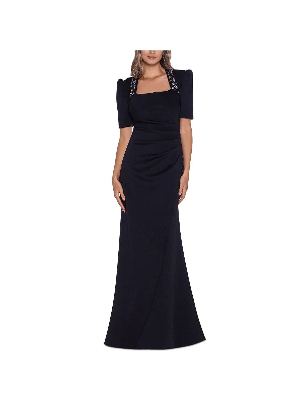 Soft Sheer Party Dress for Feminine Vibe -Womens Embellished Satin Evening Dress
