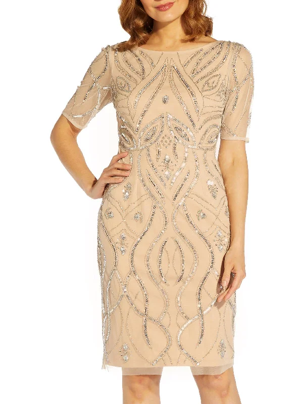 Velvet Party Dress for Formal Gala -Womens Embellished Sheath Cocktail and Party Dress