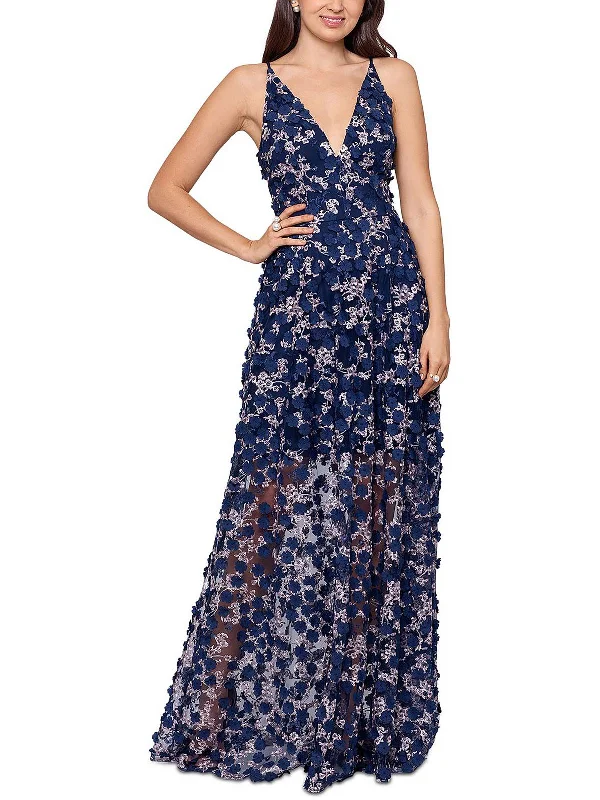 Layered Tulle Party Dress for Girly Style -Womens Embroidered Fit & Flare Evening Dress