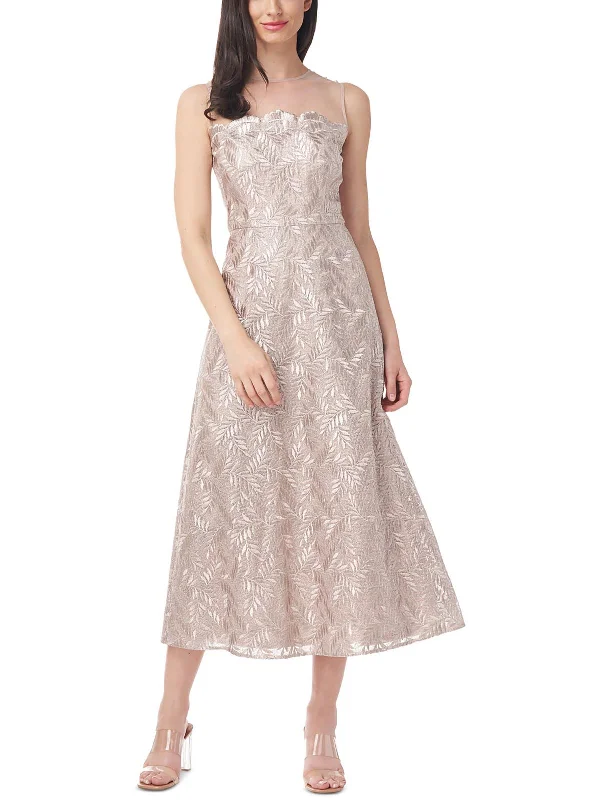 Choker Neck Party Dress for Trendy Vibe -Womens Embroidered Midi Cocktail and Party Dress Choker Neck Party Dress for Trendy Vibe -Womens Embroidered Midi Cocktail and Party Dress