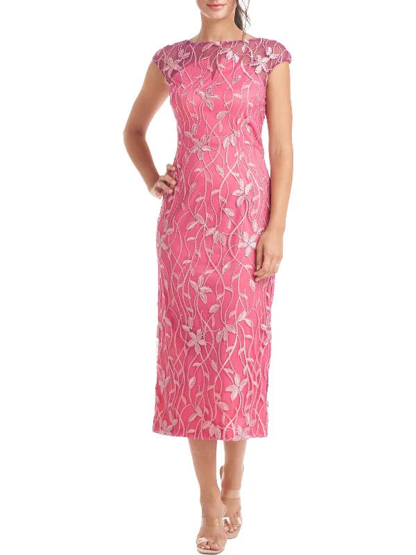 Maxi Party Dress for Formal Affairs -Womens Embroidered Midi Cocktail and Party Dress