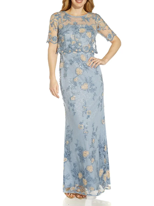 Beaded Mini Party Dress for Sparkle -Womens Embroidered Popover Evening Dress
