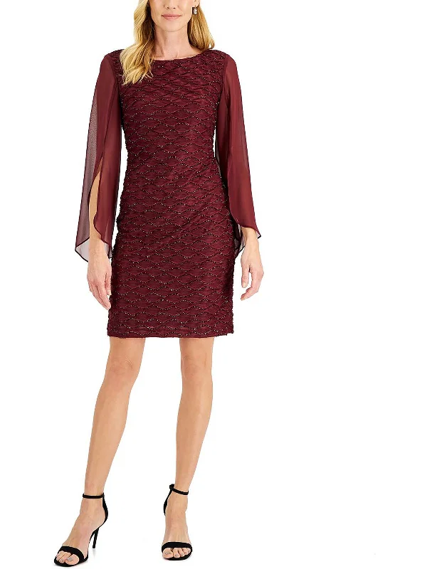 Batwing Sleeve Party Dress for Trendy Style -Womens Eyelash Mini Cocktail and Party Dress