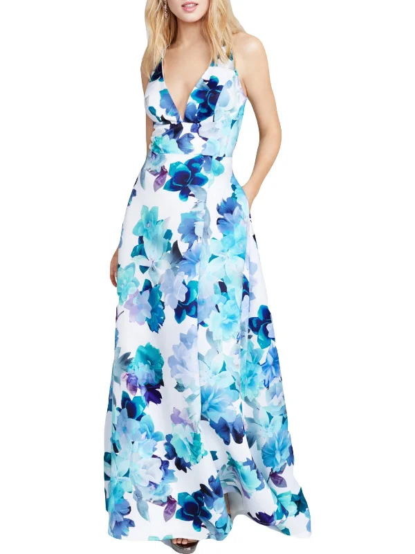 Backless Tulle Party Dress for Chic Look -Womens Faux Wrap Maxi Evening Dress