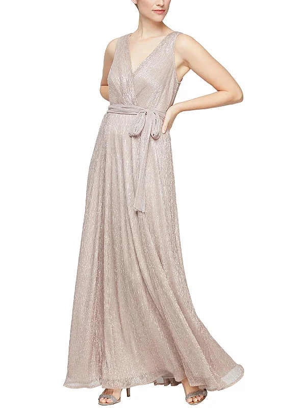 A-line Party Dress for Comfortable Fit -Womens Faux Wrap Maxi Evening Dress