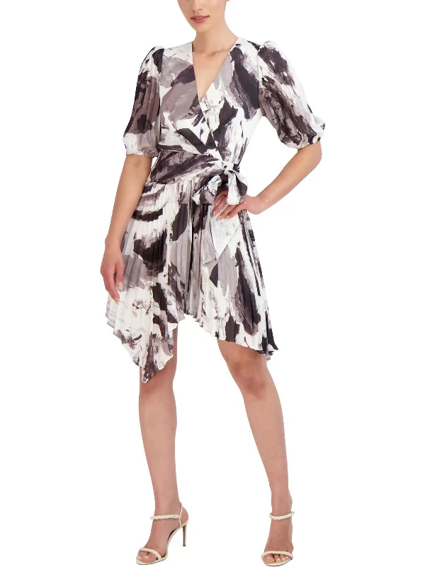 Deep V-neck Party Dress for Sexy Appeal -Womens Faux Wrap Pleated Cocktail and Party Dress Deep V-neck Party Dress for Sexy Appeal -Womens Faux Wrap Pleated Cocktail and Party Dress