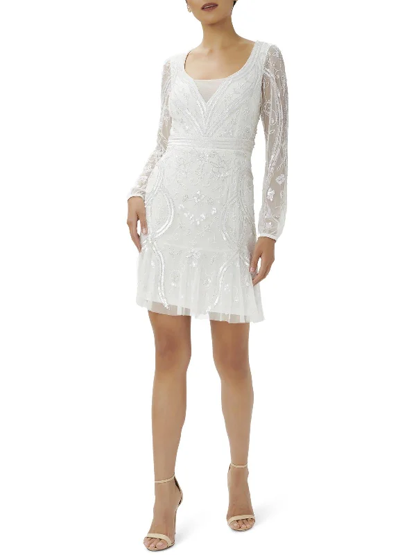 Fitted Party Dress for Elegant Look -Womens Floral Embellished Cocktail and Party Dress