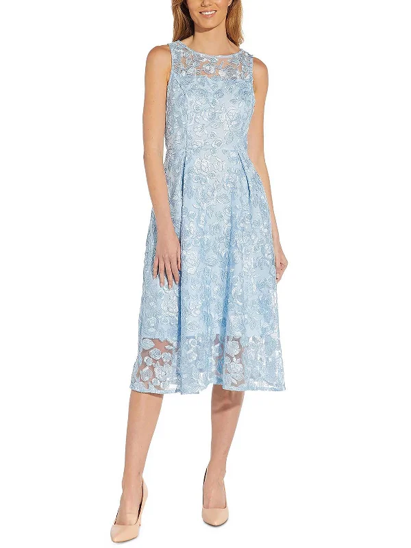 Full-Skirt Party Dress for Princess Look -Womens Floral Embroidered Cocktail and Party Dress