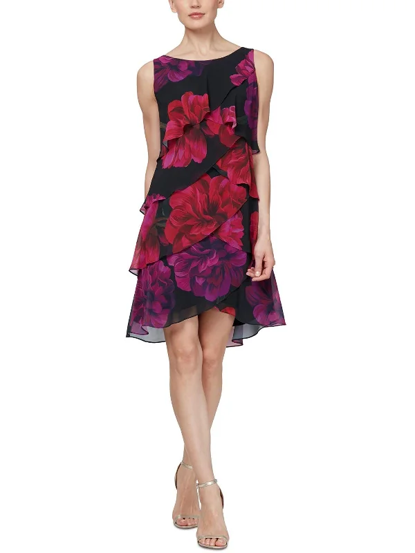 Women's Bodycon Dress for Office Party -Womens Floral Flutter Sheath Dress