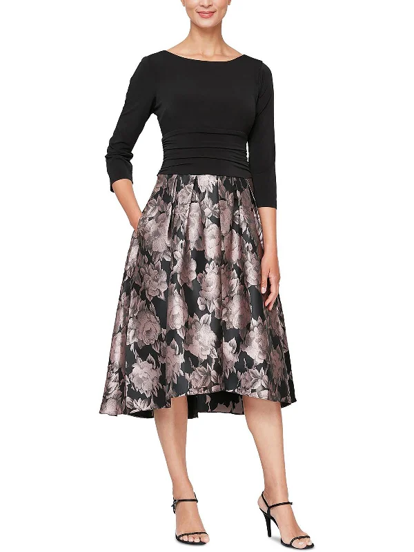Minimalist Party Dress for Understated Elegance -Womens Floral Hi-Low Cocktail and Party Dress