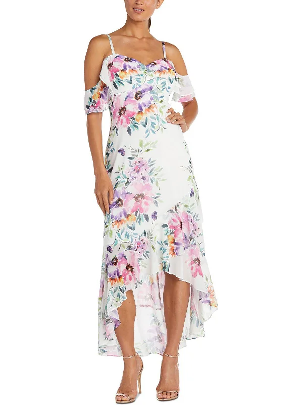 Simple Red Party Dress for Bold Statement -Womens Floral Hi-Low Evening Dress