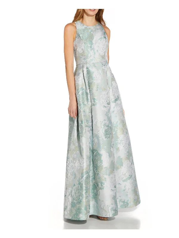 Silver Sequin Party Dress for Glittering Look -Womens Floral Jacquard Evening Dress