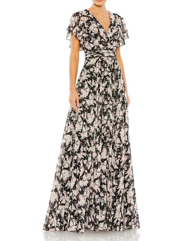 Simple Shift Party Dress for Casual Affair -Womens Floral Maxi Evening Dress