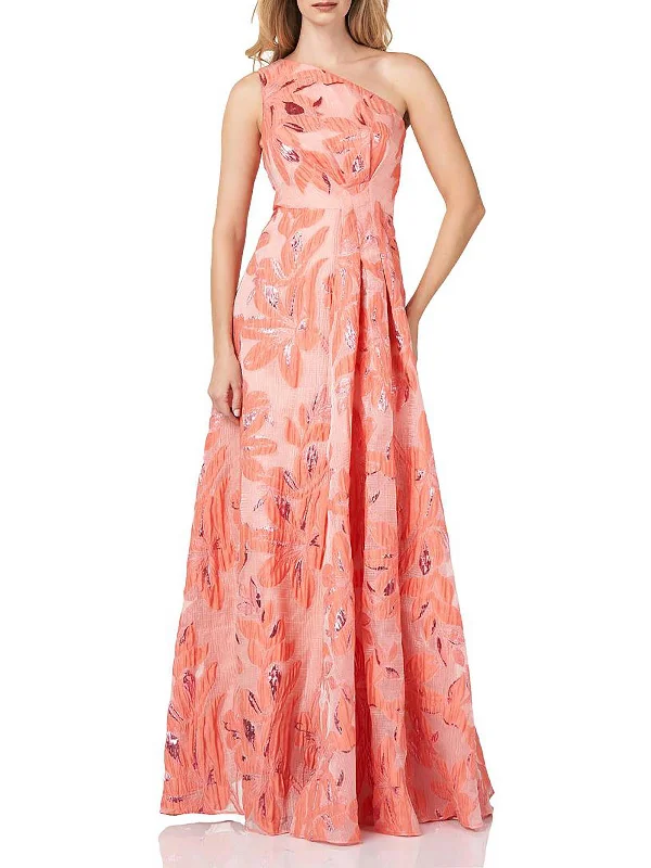 Fitted Satin Party Dress for Sleek Look -Womens Floral Maxi Evening Dress