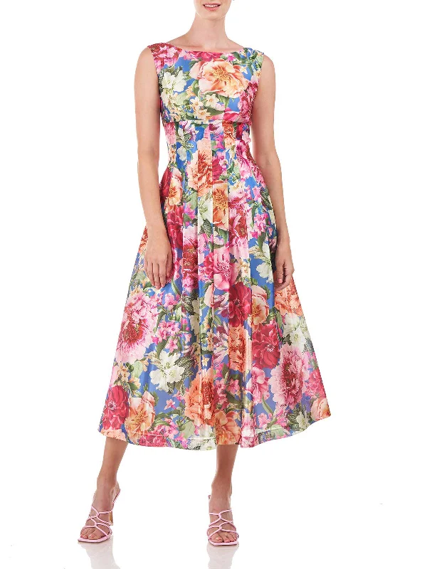 Metallic Gold Party Dress for Luxe Vibe -Womens Floral Pleated Cocktail and Party Dress Metallic Gold Party Dress for Luxe Vibe -Womens Floral Pleated Cocktail and Party Dress